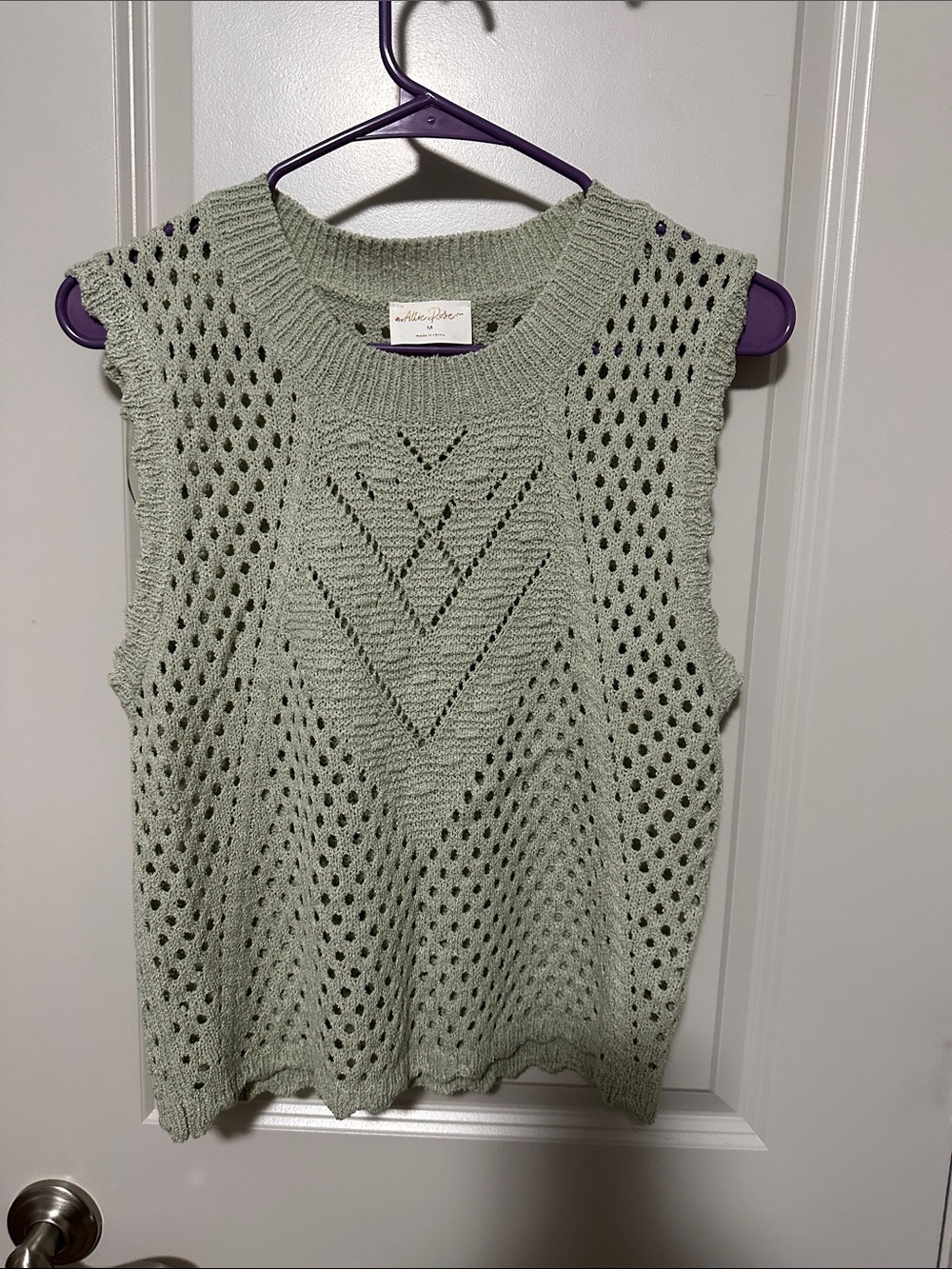 Sage Green Knit Sleeveless Sweater Vest